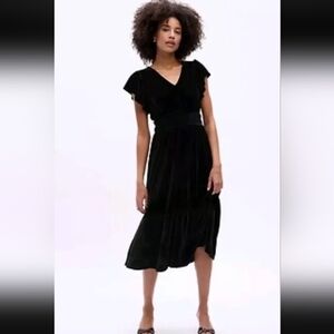 NWT Gap Velvet Midi Dress Small Whimsigoth Short Flutter Sleeve Smocked Waist